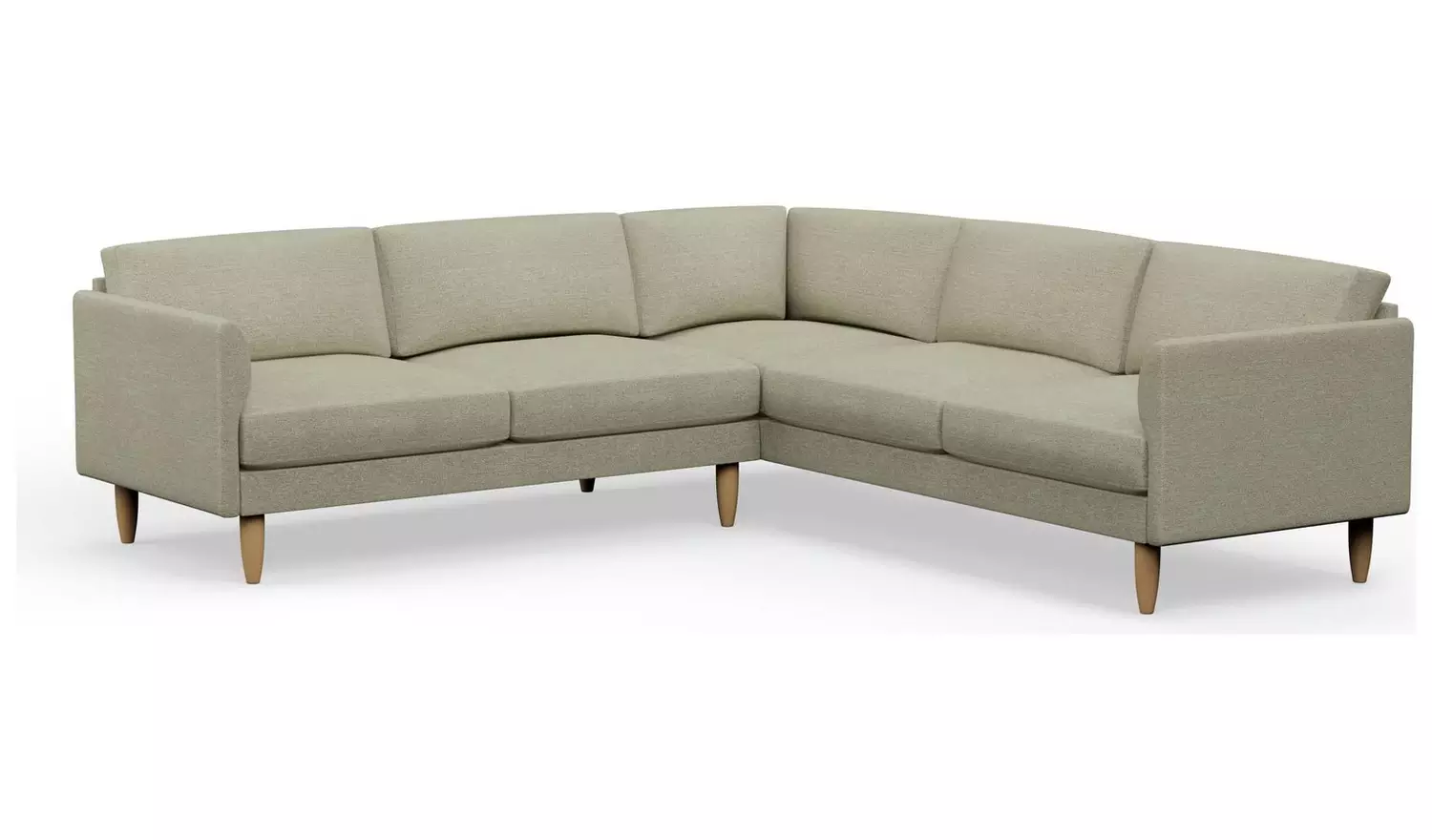 Hutch Fabric Curve Arm 7 Seater Corner Sofa - Oat