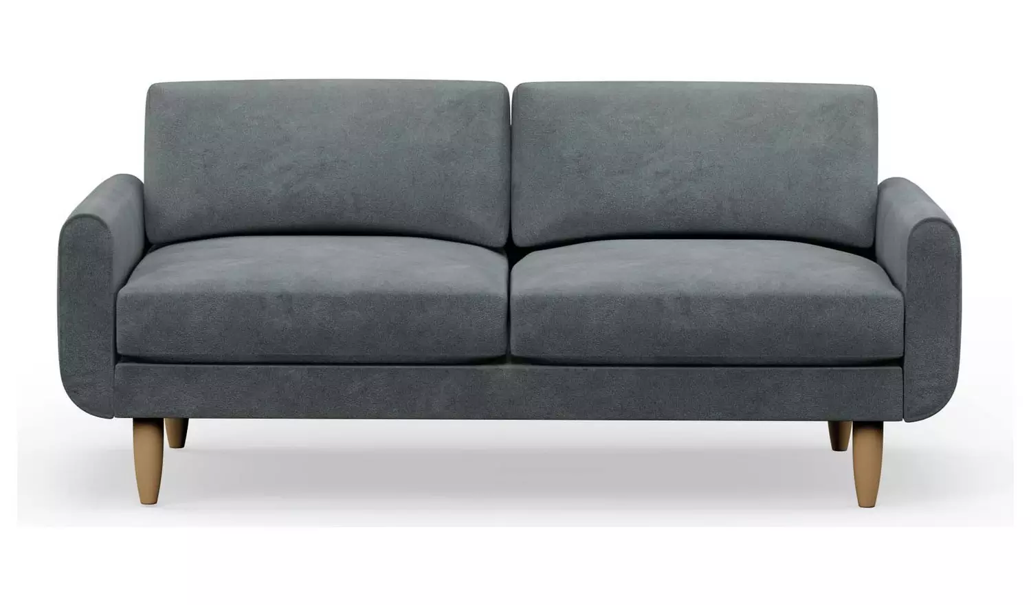 Hutch Velvet Round Arm 3 Seater Sofa - Slate Grey