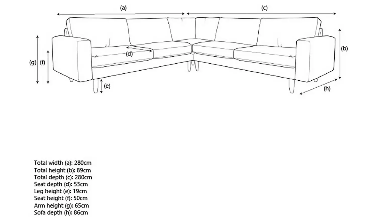 Hutch Velvet Block Arm 7 Seater Corner Sofa - Ink Blue