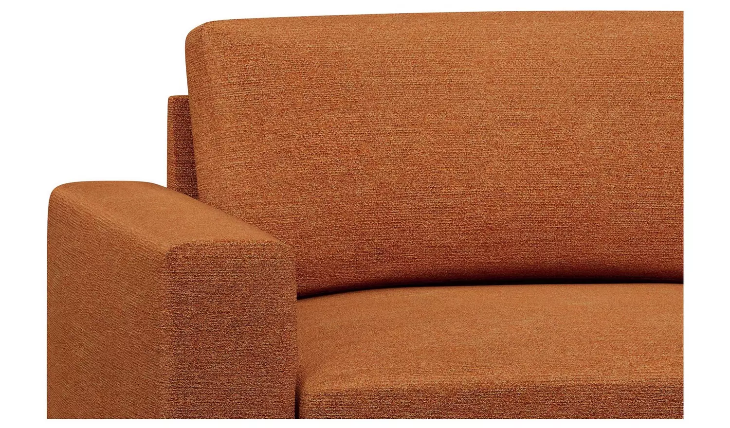 Hutch Fabric Block Arm 2 Seater Sofa - Rust
