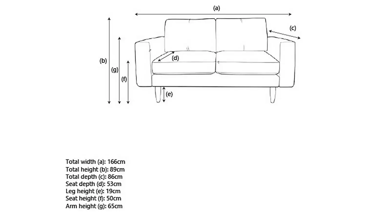 Hutch Fabric Block Arm 2 Seater Sofa - Rust