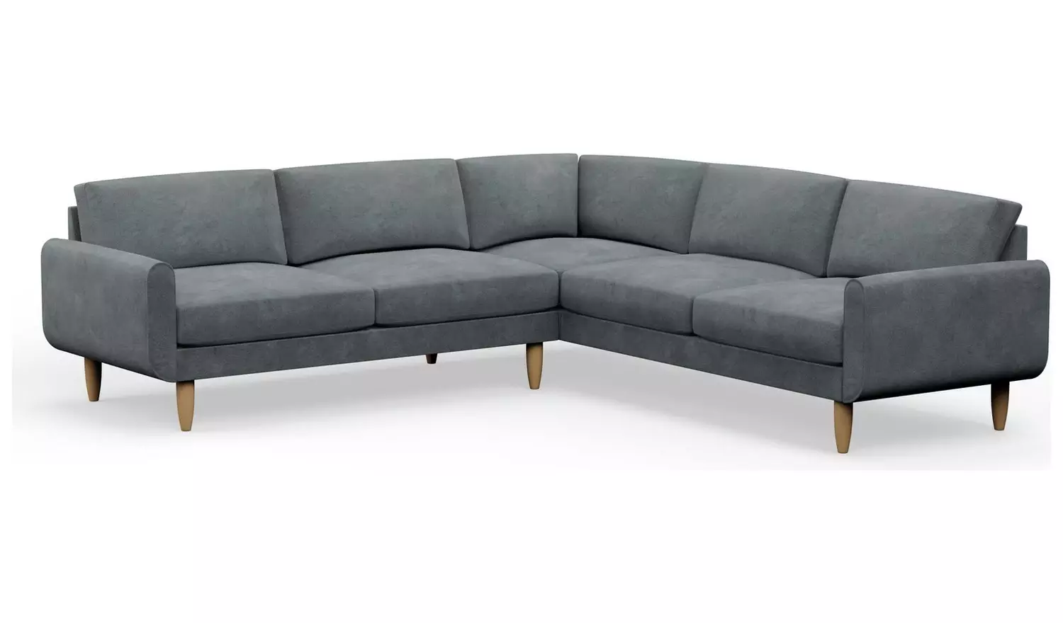 Hutch Velvet Round Arm 7 Seater Corner Sofa - Slate Grey