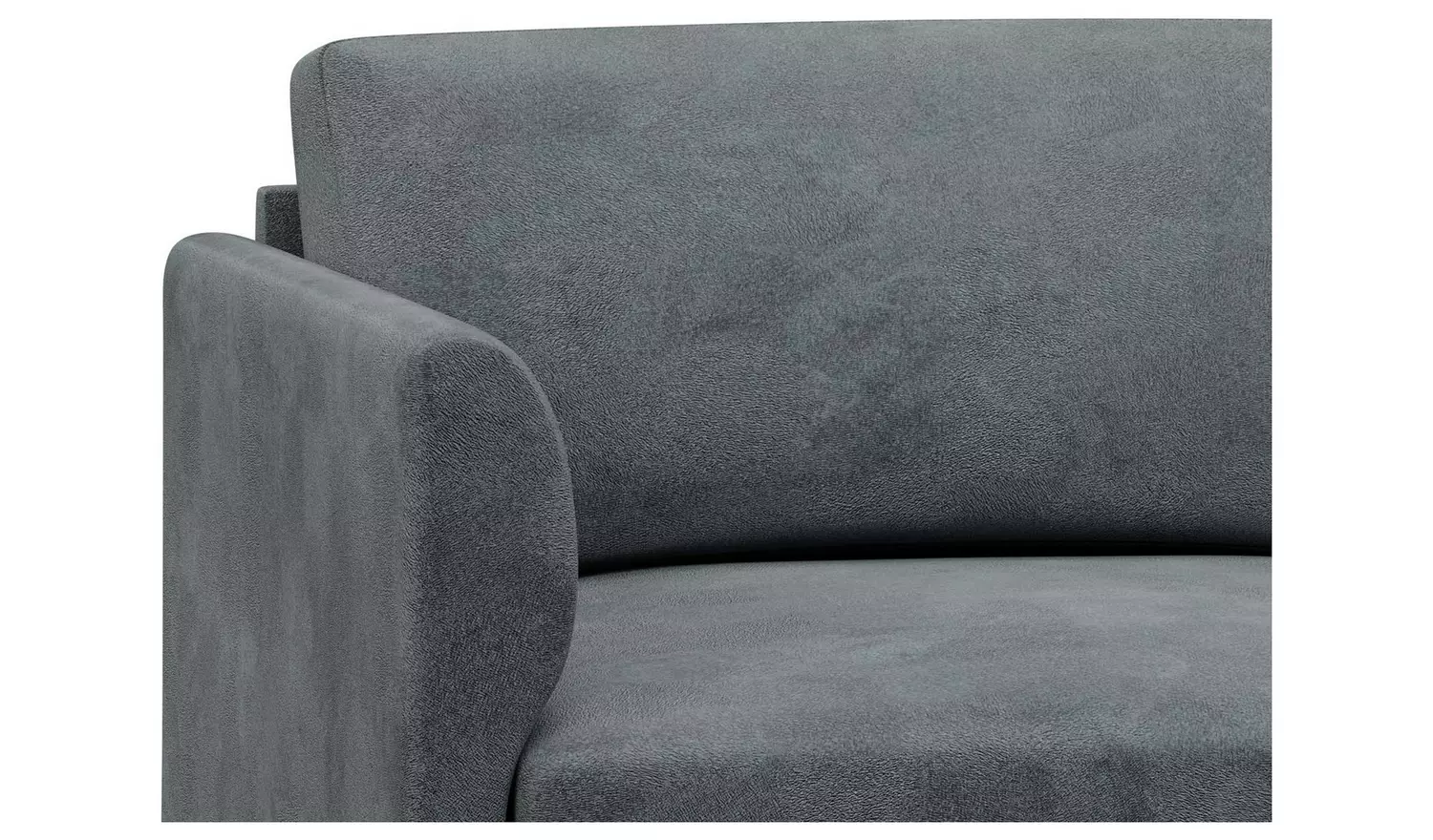 Hutch Slim Velvet Curve Arm 5 Seater Corner Sofa- Slate Grey