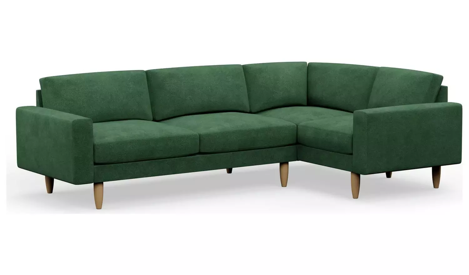 Hutch Slim Velvet Block Arm 5 Seater Corner Sofa- Sage Green