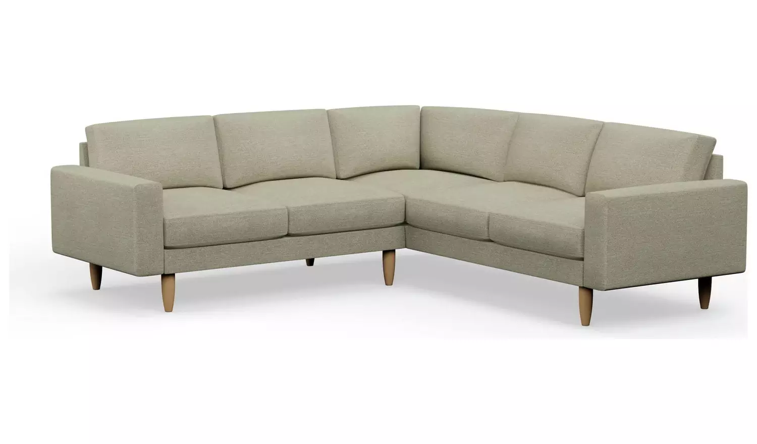 Hutch Plus Fabric Block Arm 5 Seater Corner Sofa - Oat