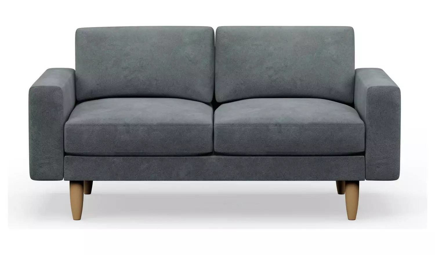 Hutch Velvet Block Arm 2 Seater Sofa - Slate Grey