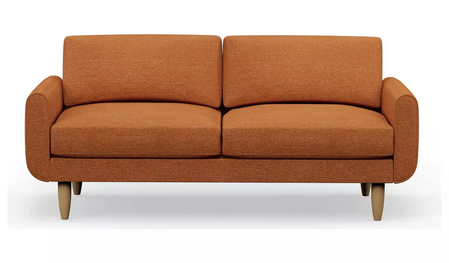 Hutch Fabric Round Arm 3 Seater Sofa - Rust