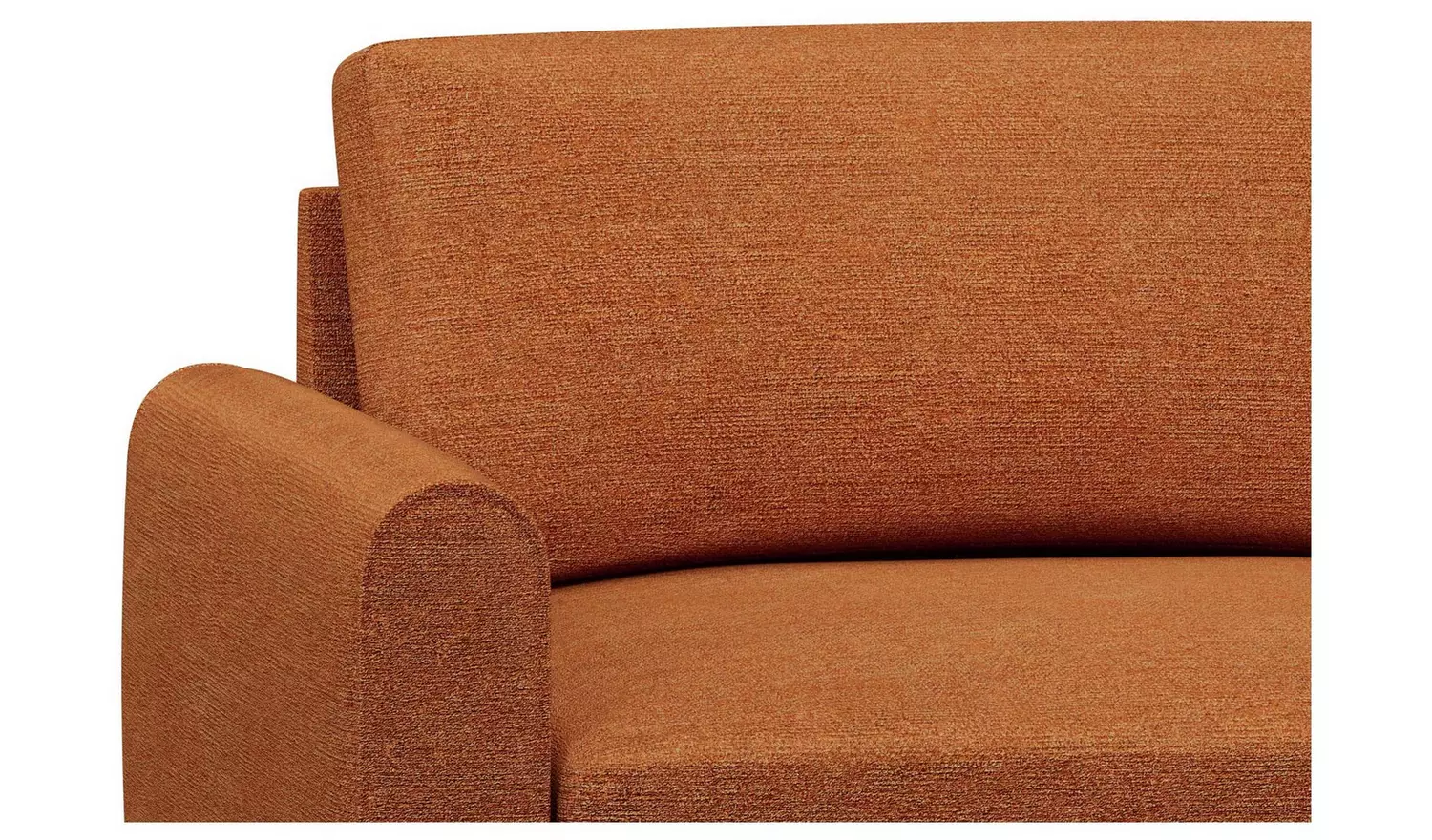 Hutch Fabric Round Arm 3 Seater Sofa - Rust