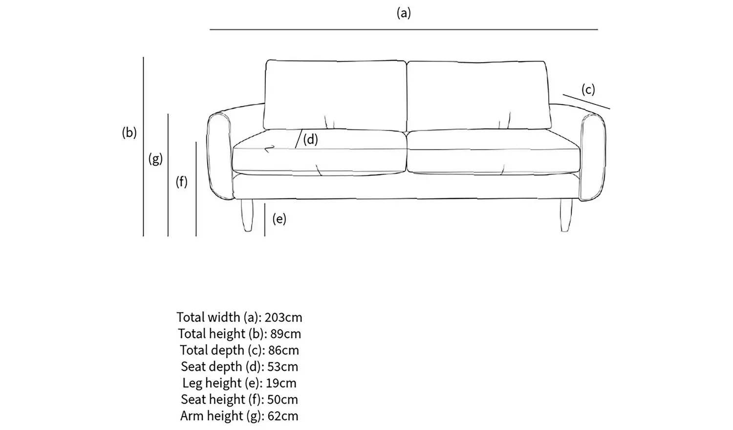 Hutch Fabric Round Arm 3 Seater Sofa - Oat