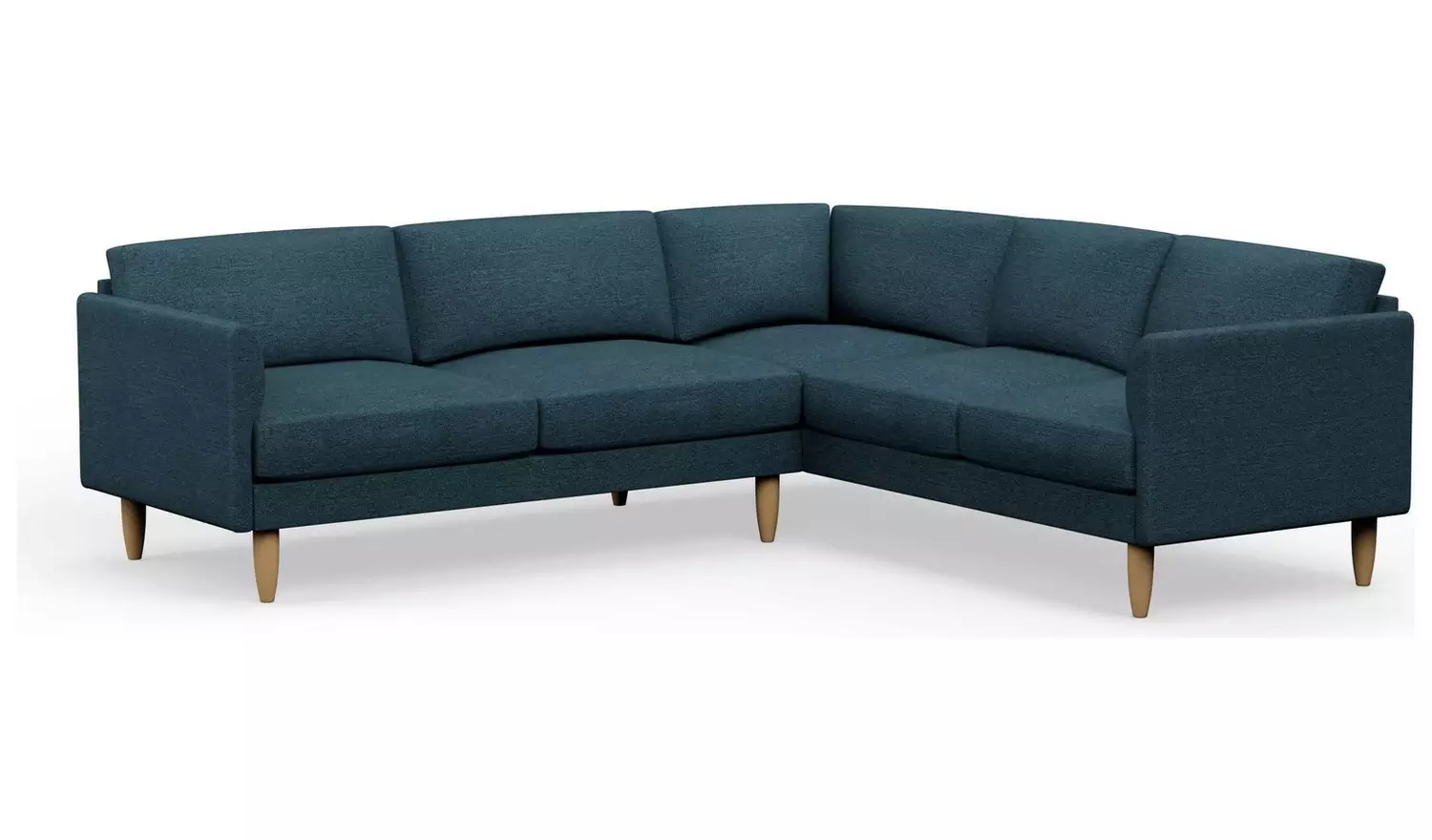 Hutch Fabric Curve Arm 6 Seater Corner Sofa - Aegean Blue