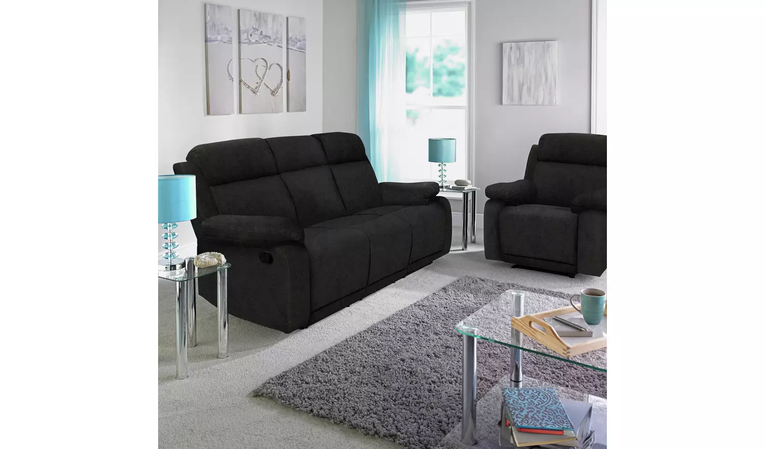 Argos Home Bradley Fabric 3 Seater Recliner Sofa - Grey