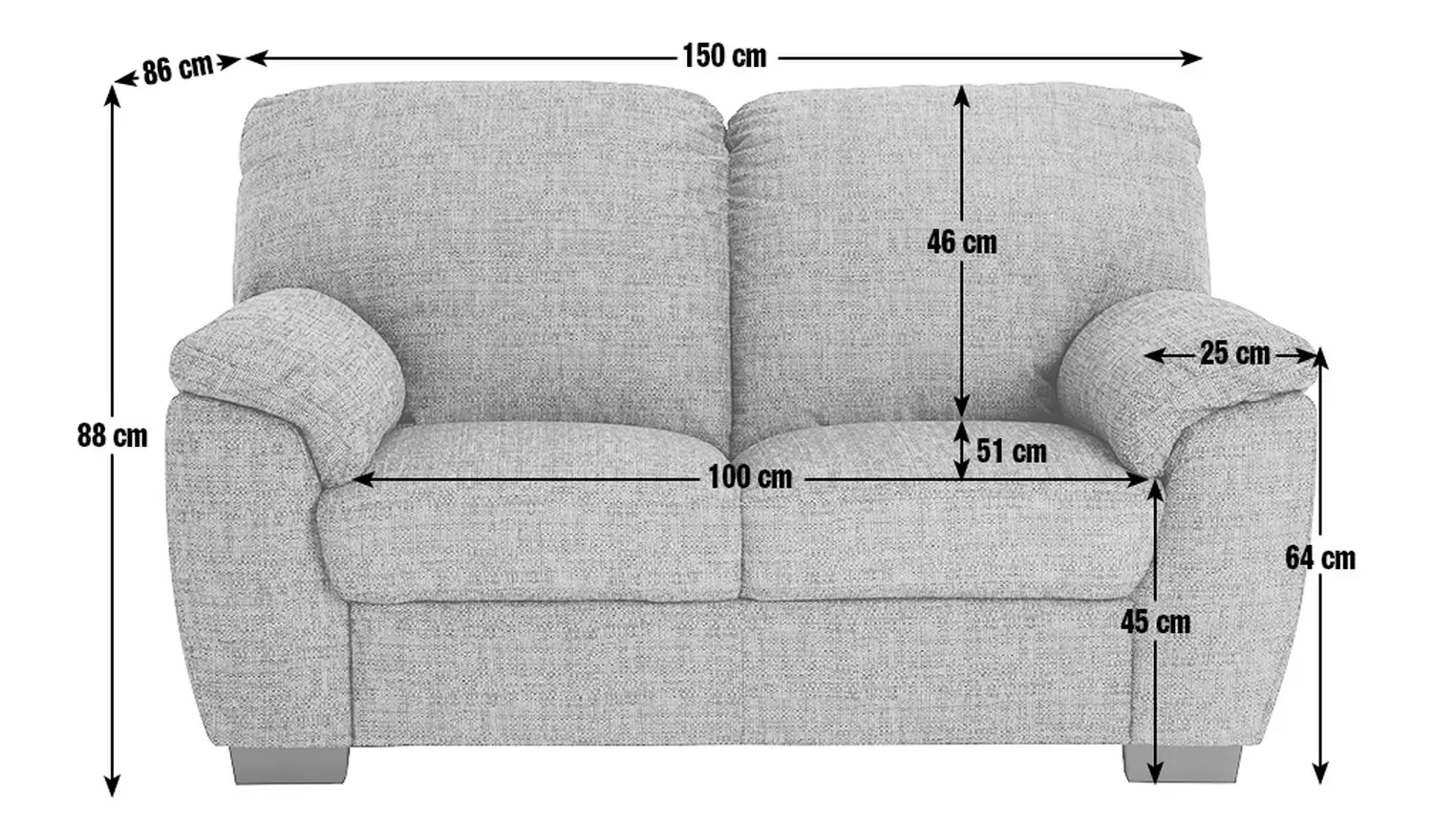 Argos Home Milano Fabric 2 Seater Sofa - Charcoal