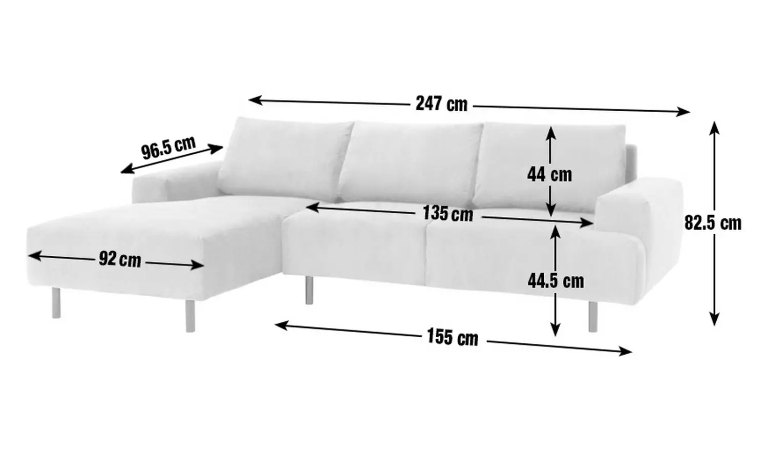 Habitat Julien Velvet Left Hand Corner Chaise Sofa - Navy