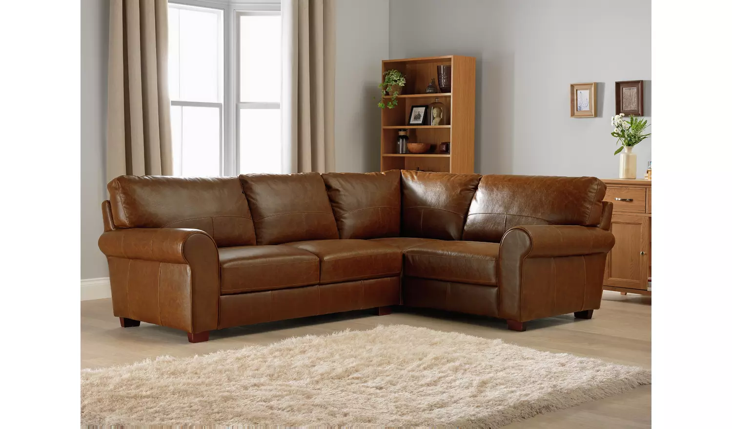 Argos Home Salisbury Leather Right Hand Corner Sofa - Tan