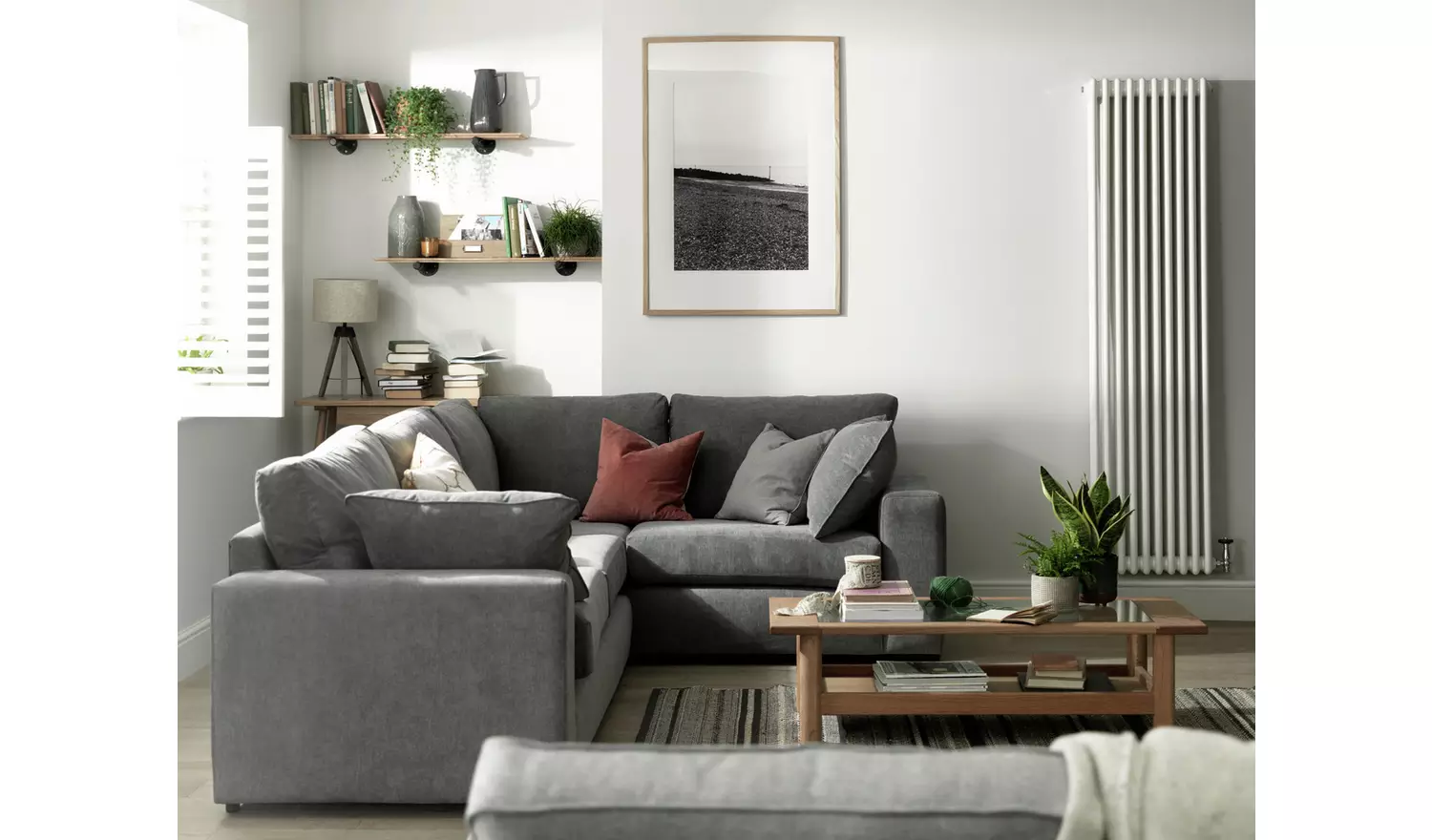 Habitat Elmdon Fabric Right Hand Corner Sofa - Grey