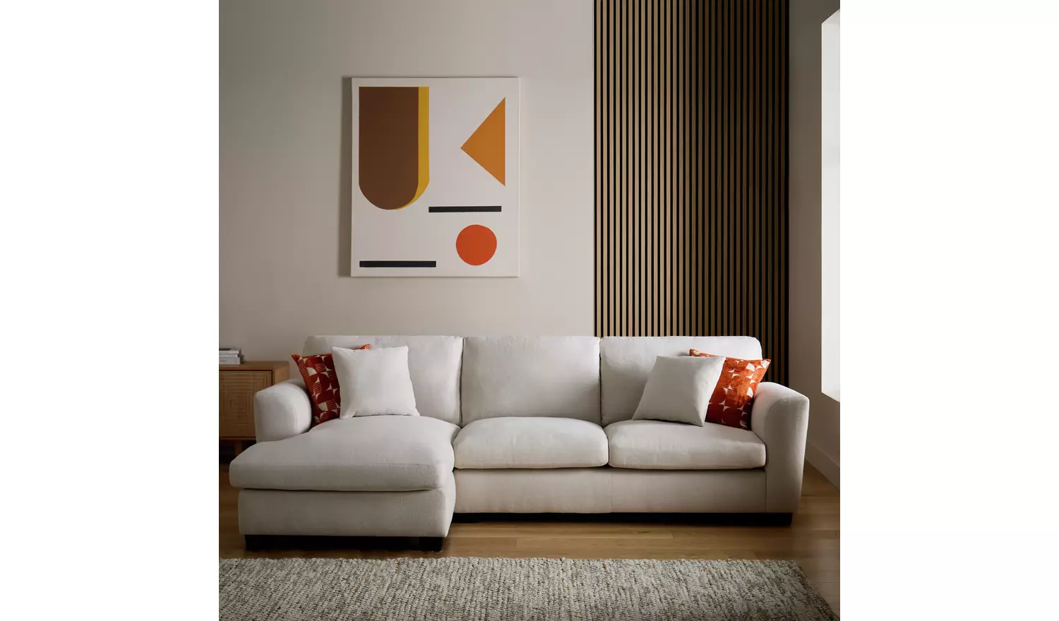 Argos Home Joelle Left Hand Corner Chaise Sofa - Stone