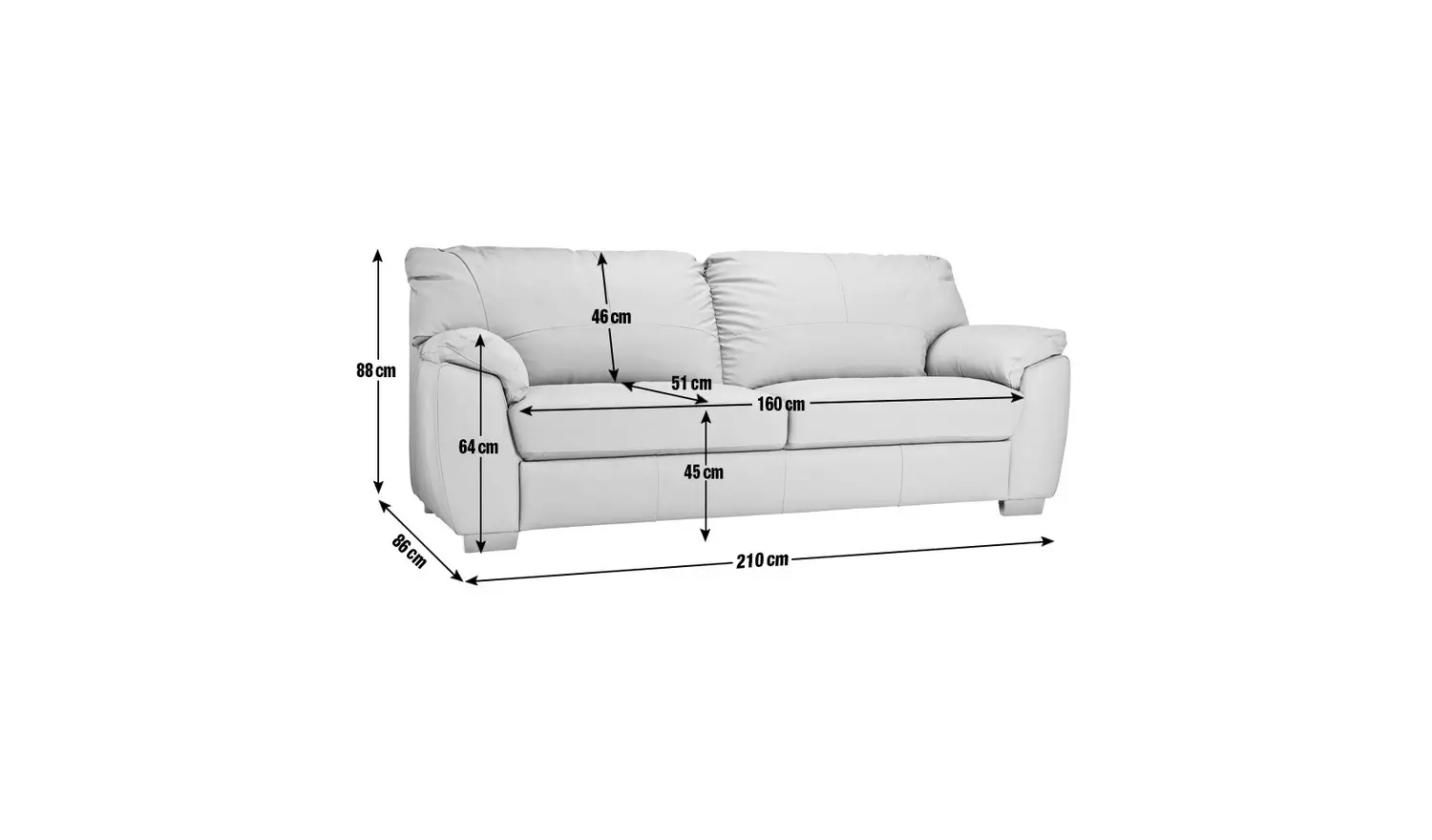 Argos Home Milano Leather 4 Seater Sofa - Black