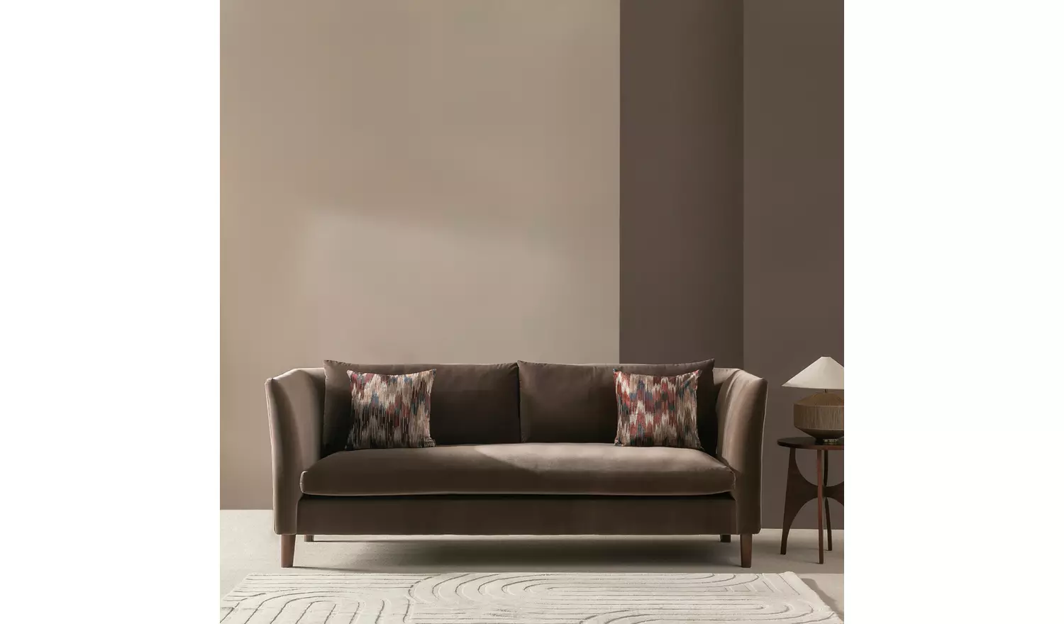 Habitat Hawley Velvet 3 Seater Sofa - Brown