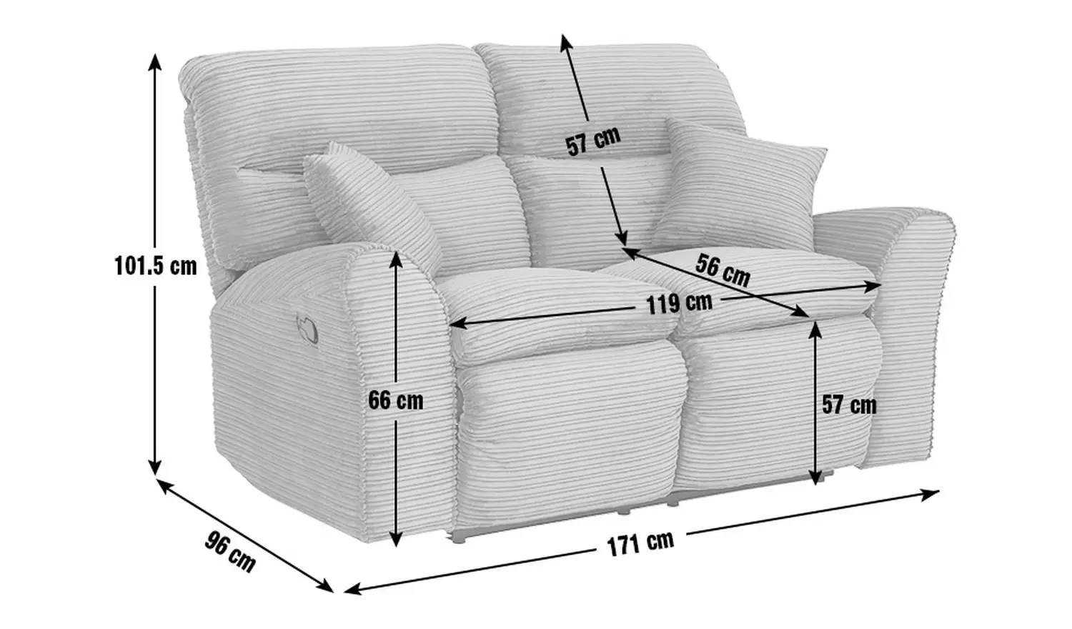 Argos Home Harry Fabric 2 Seater Recliner Sofa - Light Grey