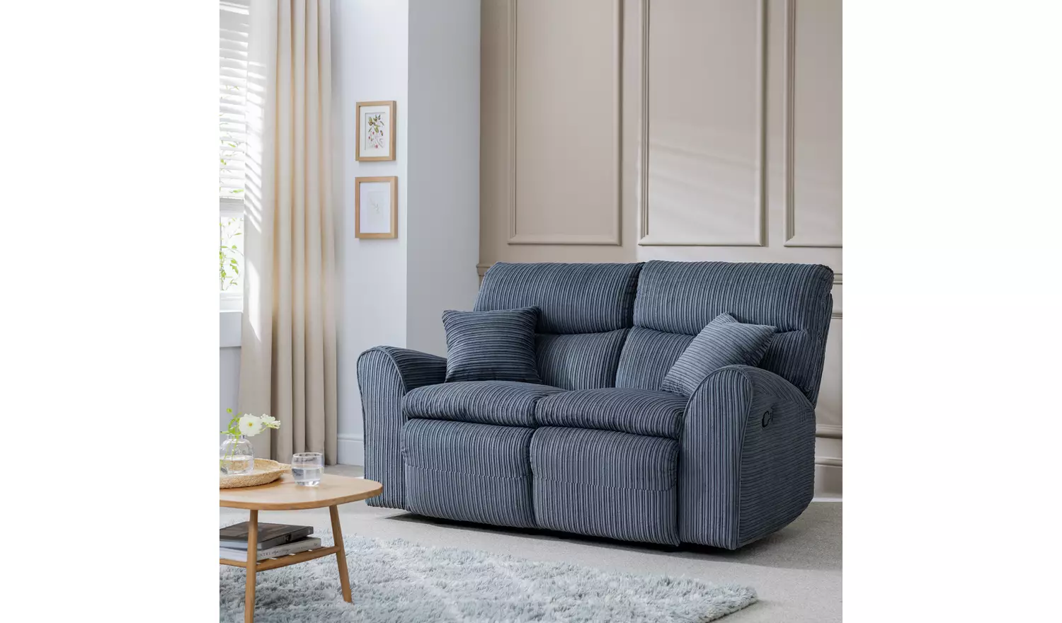 Argos Home Harry Fabric 2 Seater Recliner Sofa - Light Grey