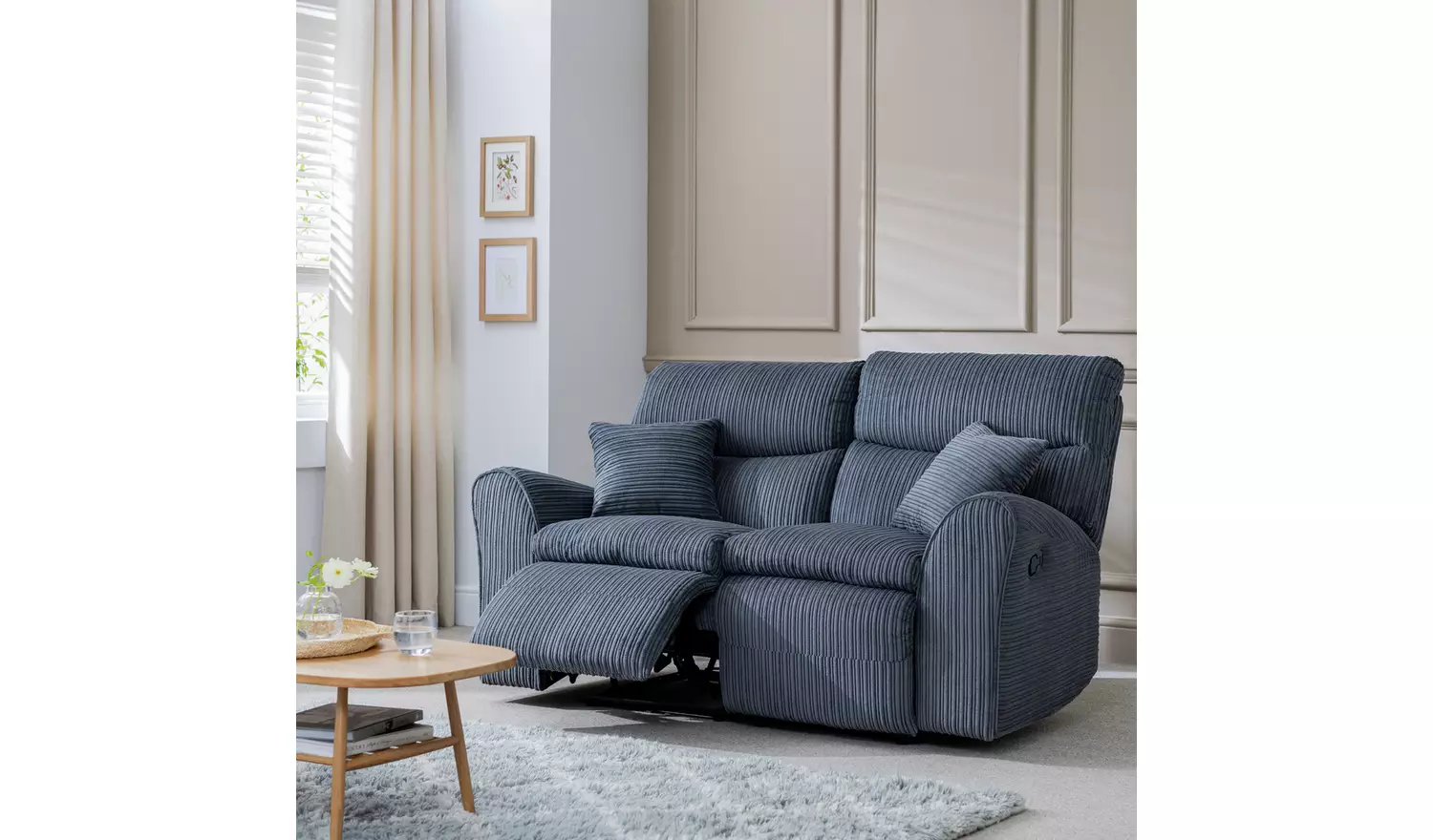 Argos Home Harry Fabric 2 Seater Recliner Sofa - Light Grey