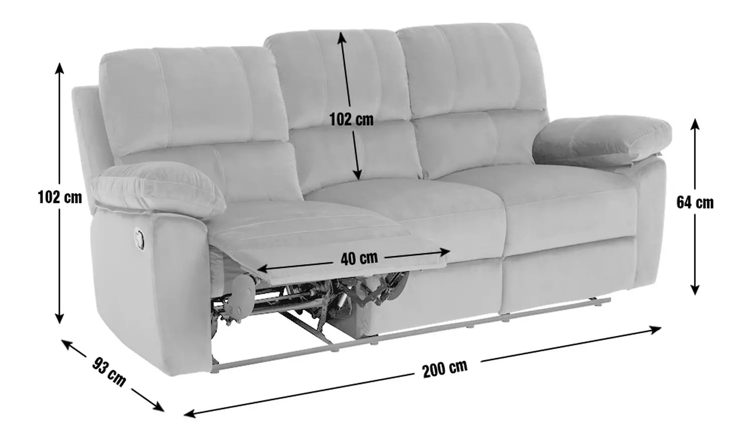 Argos Home Toby Velvet 3 Seater Recliner Sofa - Green