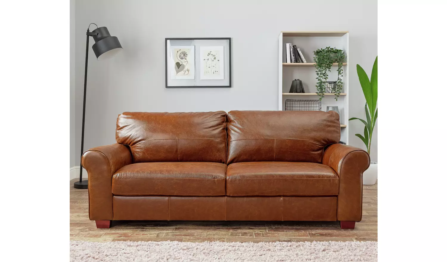 Argos Home Salisbury Leather 4 Seater Sofa - Tan