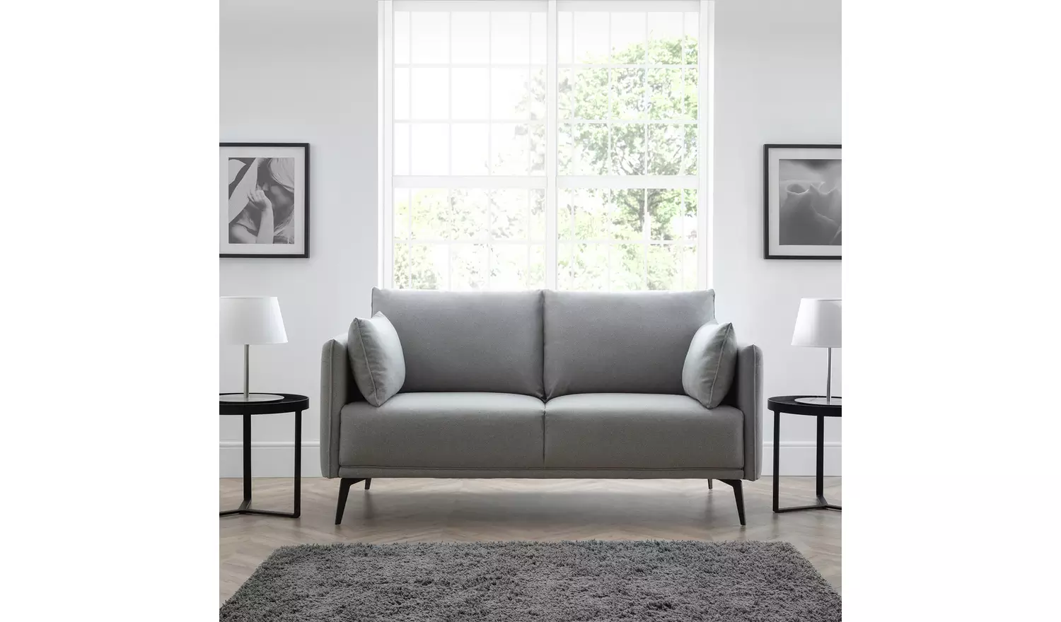 Julian Bowen Rohe Fabric 2 Seater Sofa - Grey