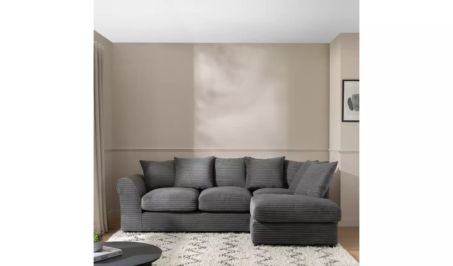 Argos Home Harry Right Hand Corner Chaise Sofa - Charcoal