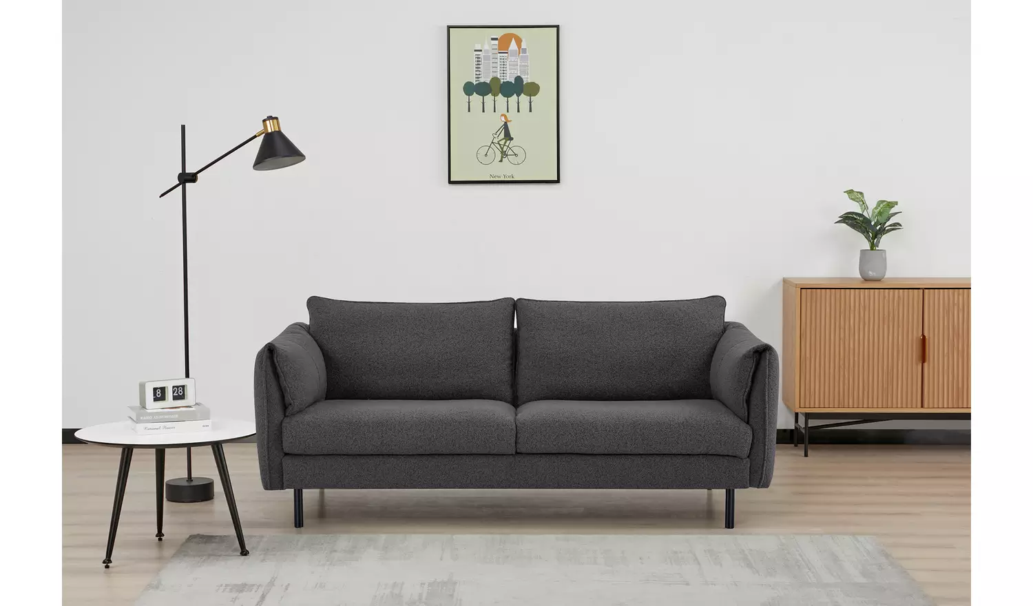 Habitat Betsy Boucle 3 Seater Sofa in a Box - Grey