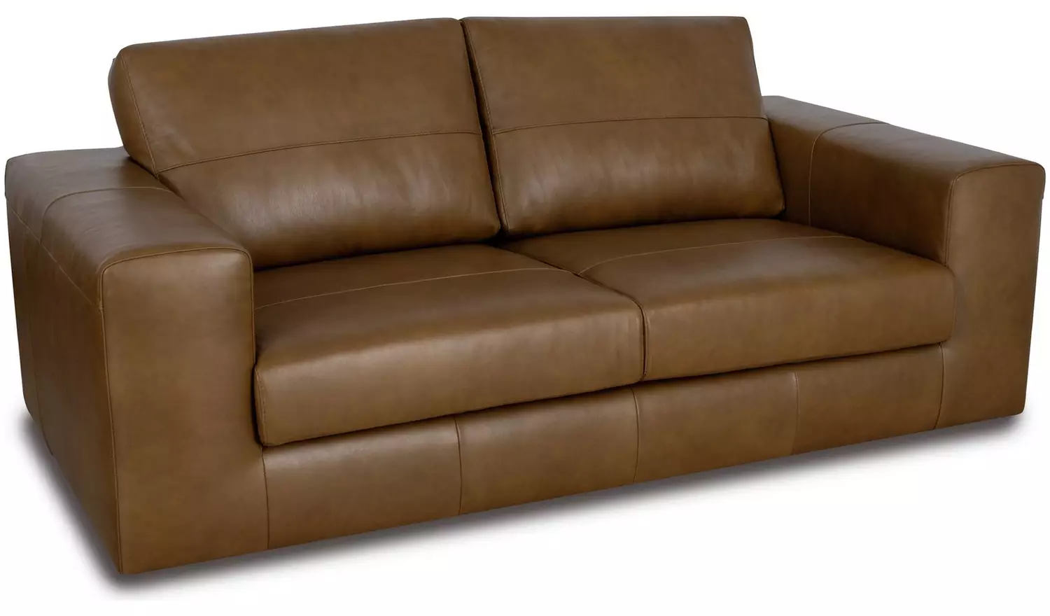 Habitat Daly Leather Wide Arm 3 Seater Sofa - Tan