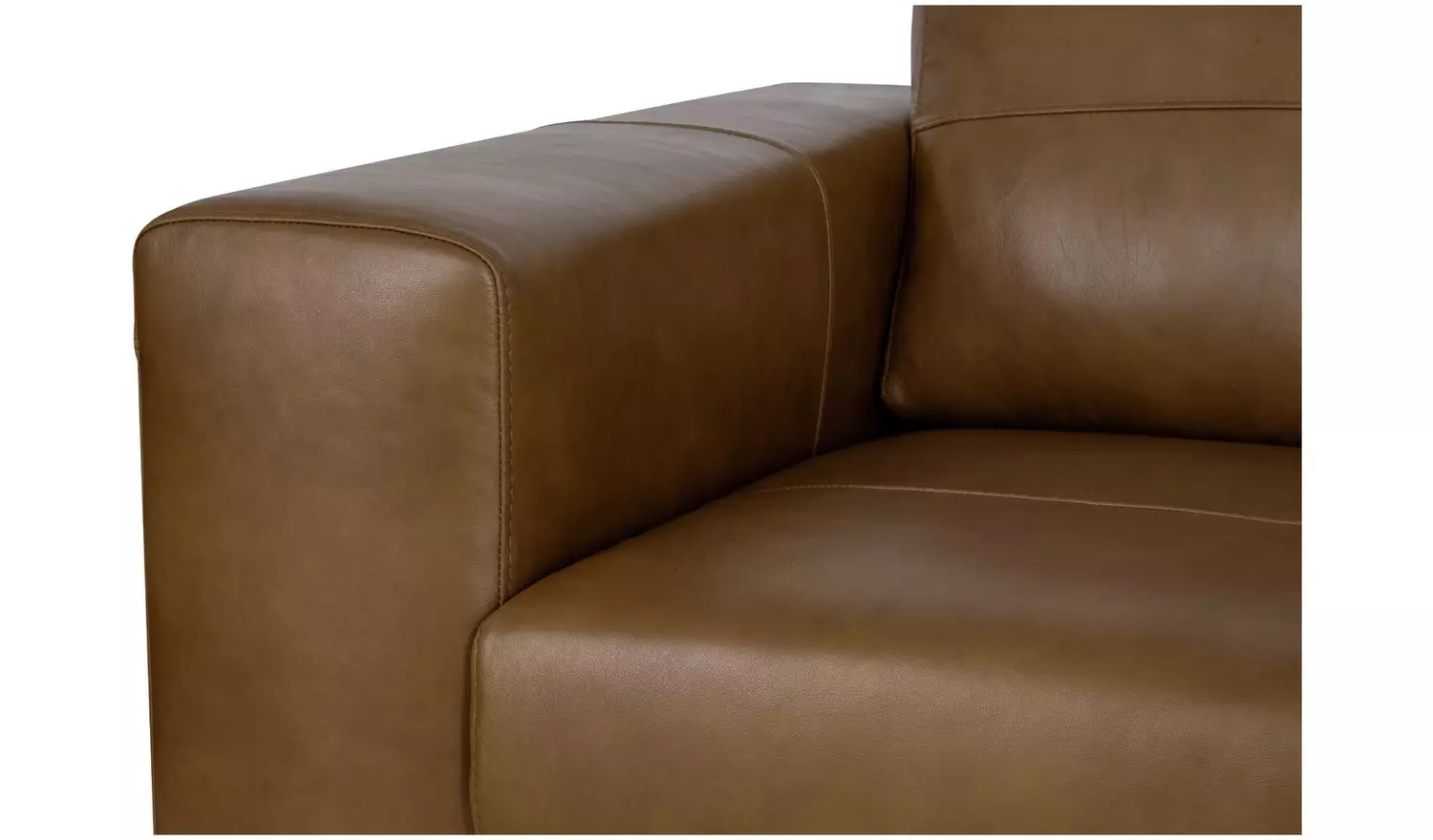 Habitat Daly Leather Wide Arm 3 Seater Sofa - Tan