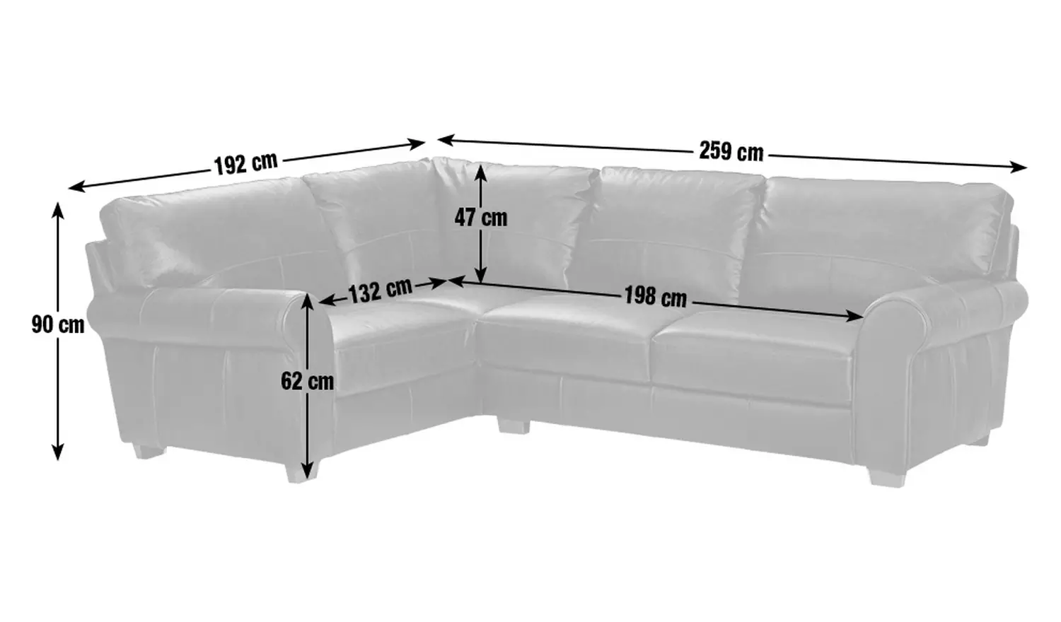 Argos Home Salisbury Leather Left Hand Corner Sofa - Black