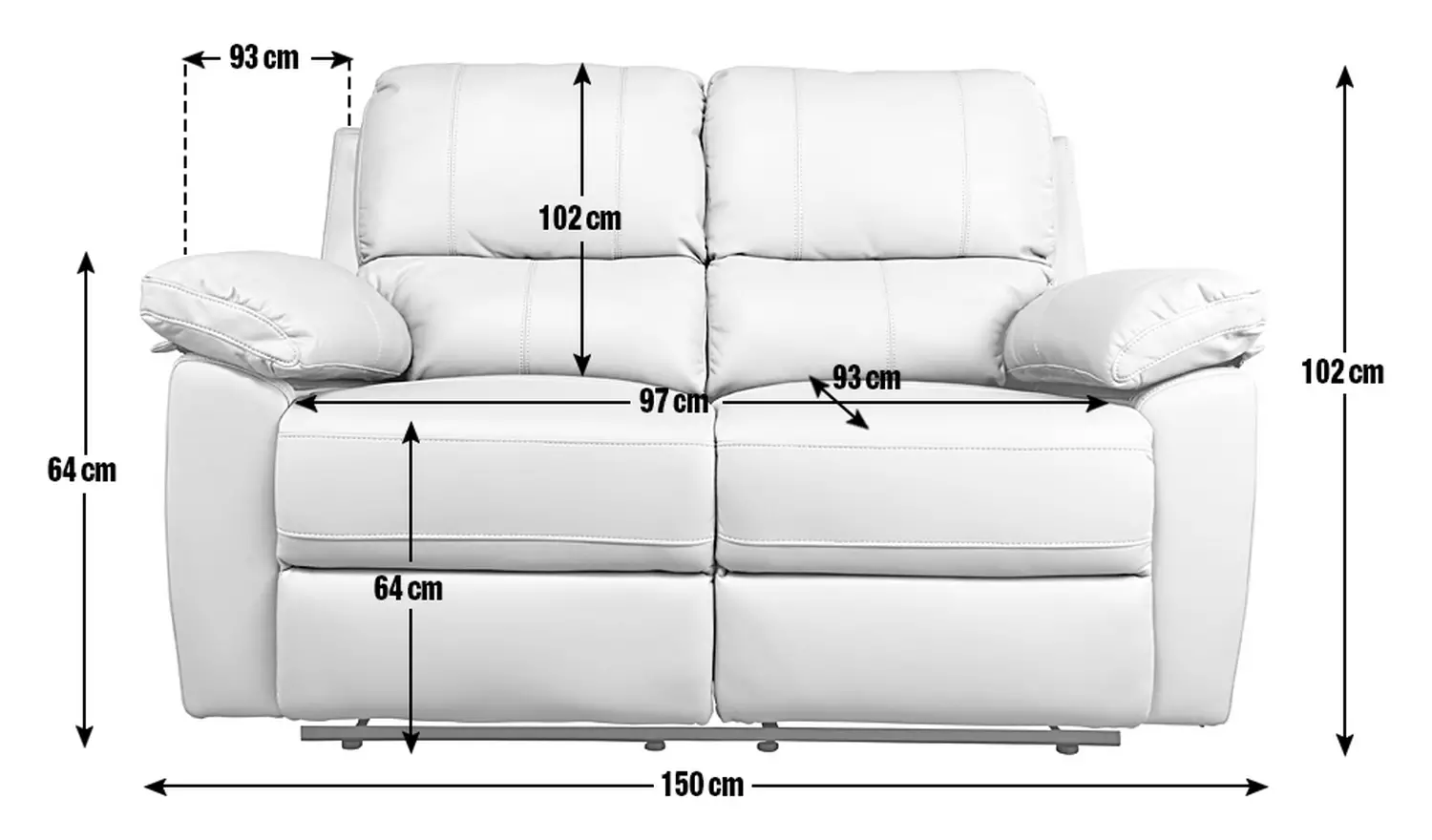 Argos Home Toby Faux Leather 2 Seater Recliner Sofa - Grey