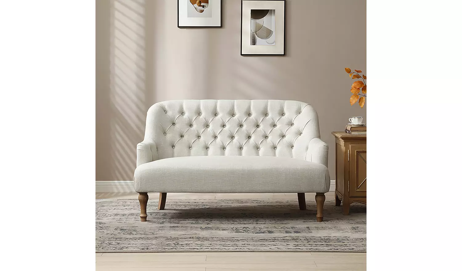 Kyoto Charlie Fabric 2 Seater Sofa - Cream