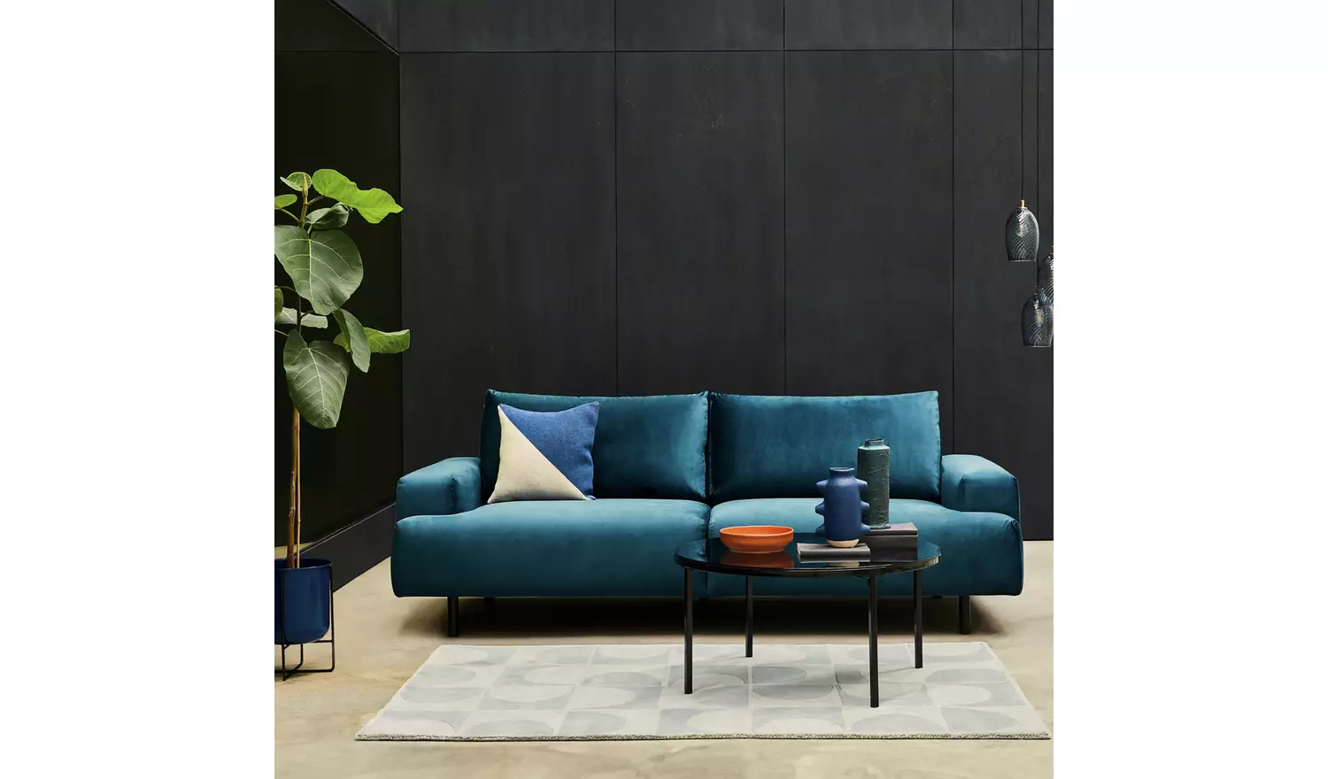 Habitat Julien Fabric 2 Seater Sofa - Dark Green