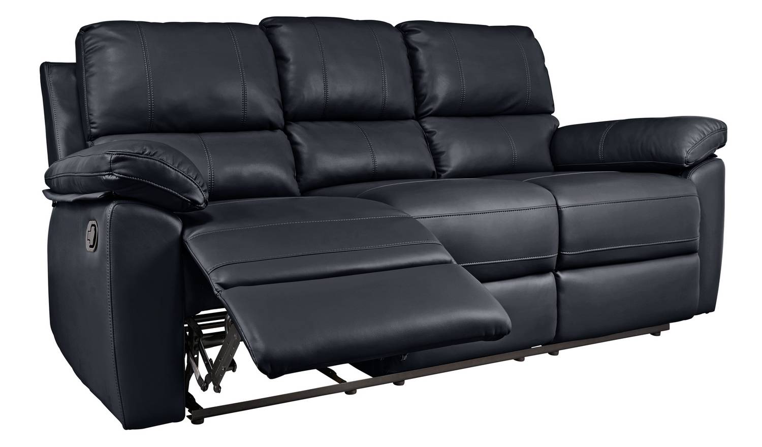 Argos Home Toby Faux Leather 3 Seater Recliner Sofa - Black