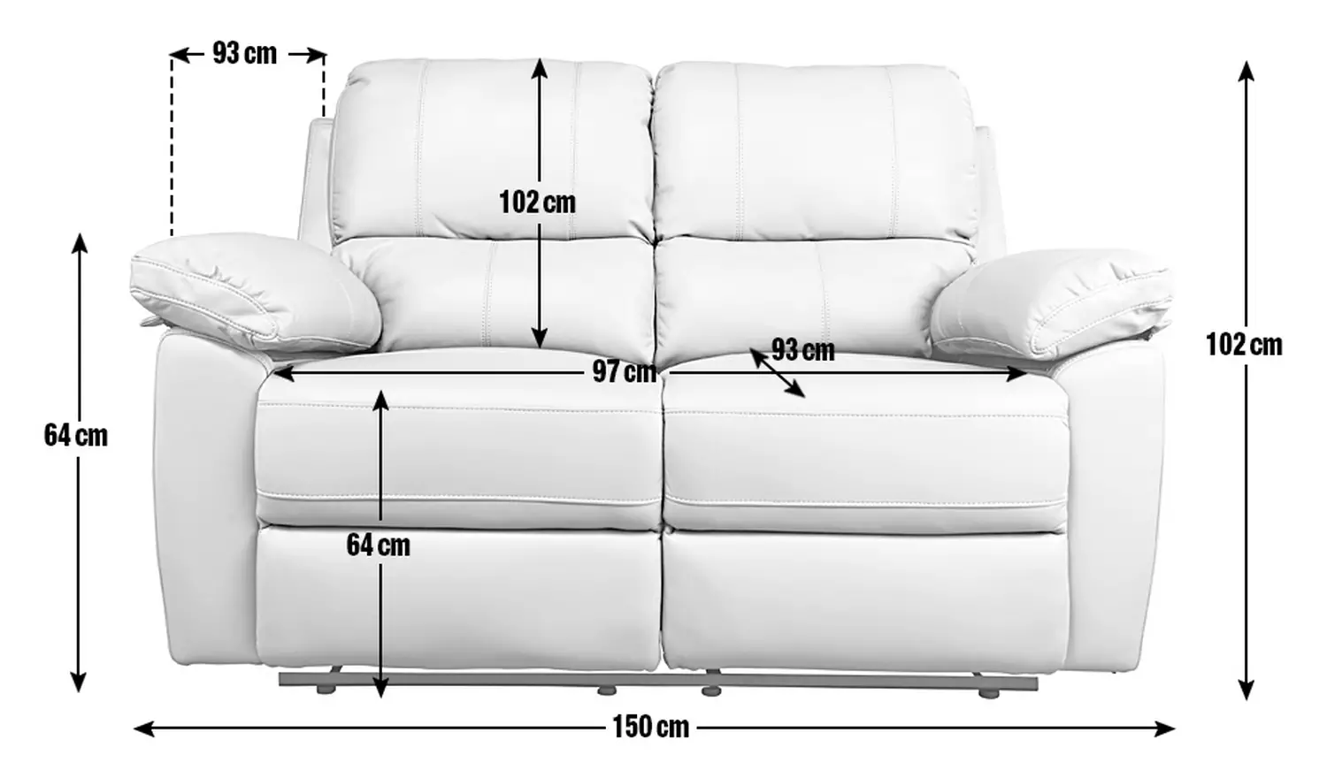 Argos Home Toby Faux Leather 2 Seater Recliner Sofa - Brown