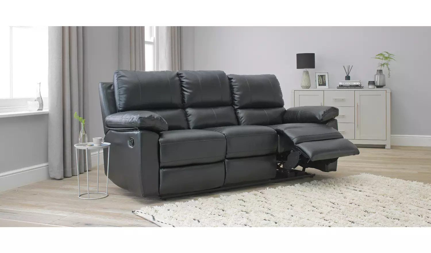 Argos Home Toby Faux Leather 3 Seater Recliner Sofa - Brown