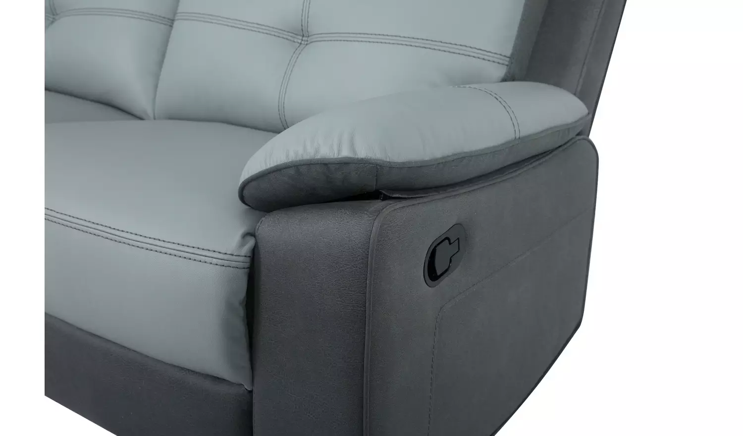 Argos Home Charles Leather Mix 3 Seater Recliner Sofa - Grey