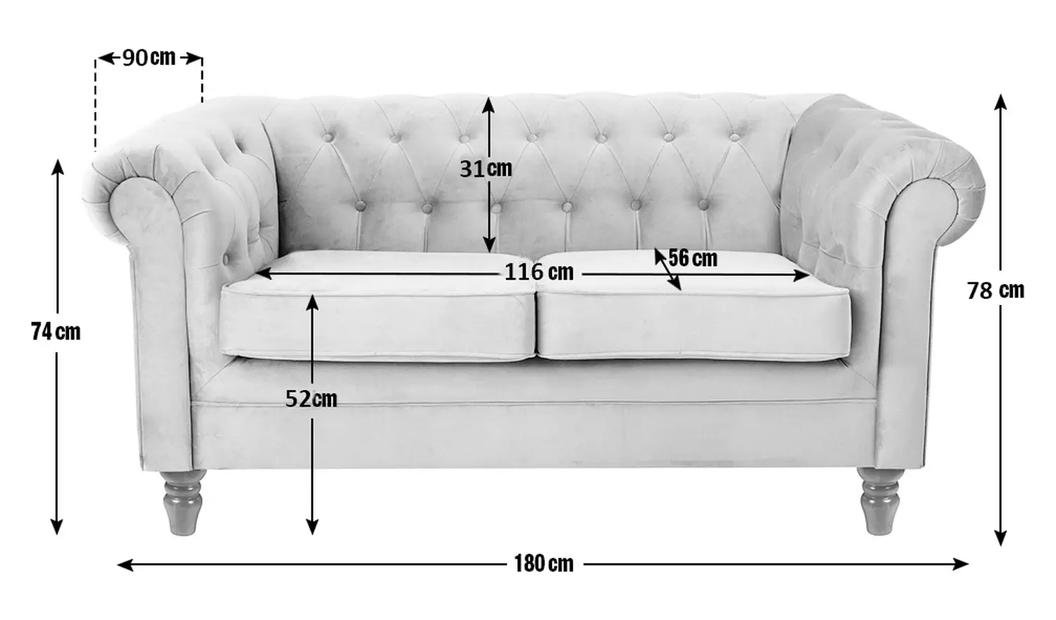 Habitat Chesterfield Velvet 2 Seater Sofa - Blue