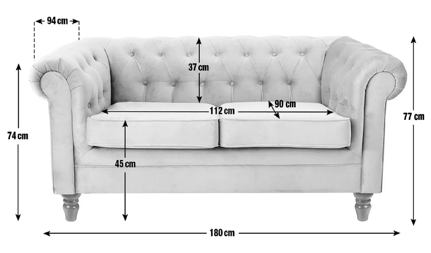 Habitat Chesterfield Velvet 2 Seater Sofa - Green