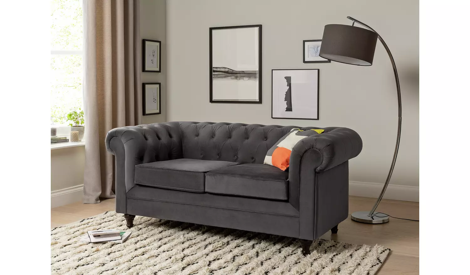 Habitat Chesterfield Velvet 2 Seater Sofa - Green