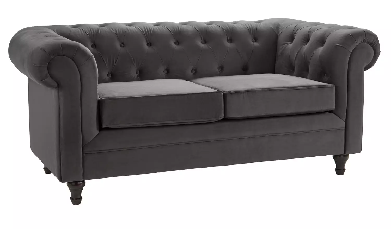 Habitat Chesterfield Velvet 2 Seater Sofa - Charcoal