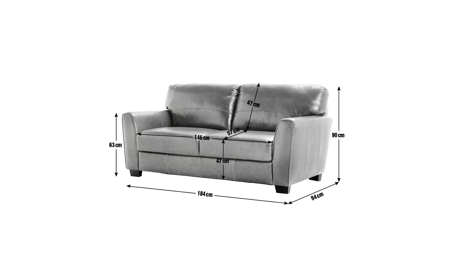 Habitat Milford Leather 3 Seater Sofa - Tan