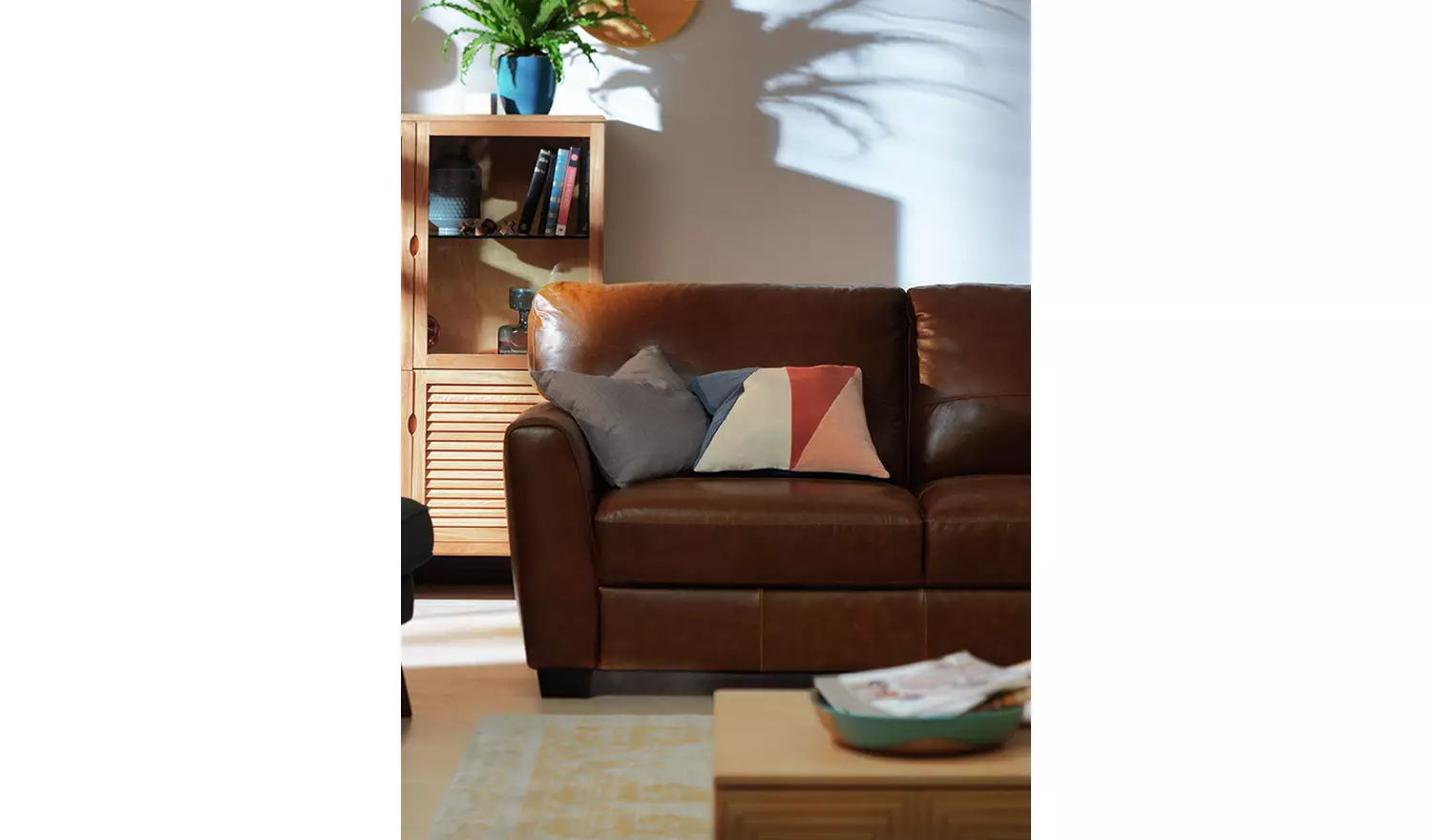 Habitat Milford Leather 3 Seater Sofa - Tan