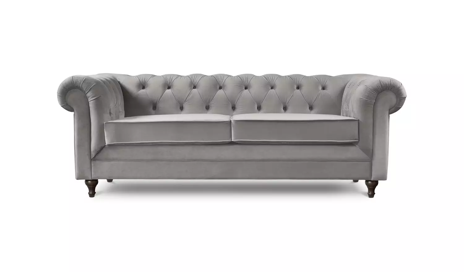 Habitat Chesterfield Velvet 3 Seater Sofa - Light Grey