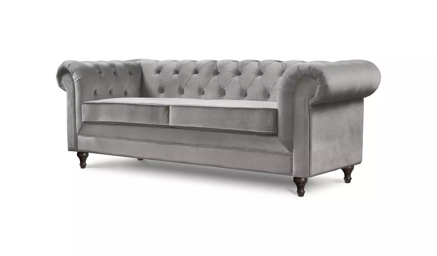 Habitat Chesterfield Velvet 3 Seater Sofa - Light Grey
