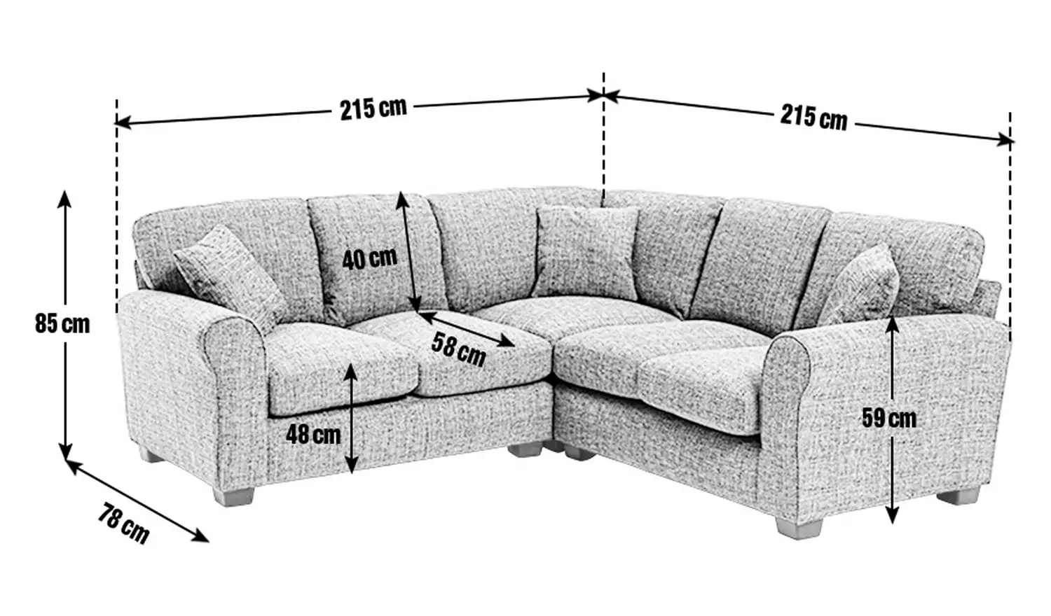 Argos Home Lisbon Fabric Corner Sofa - Charcoal