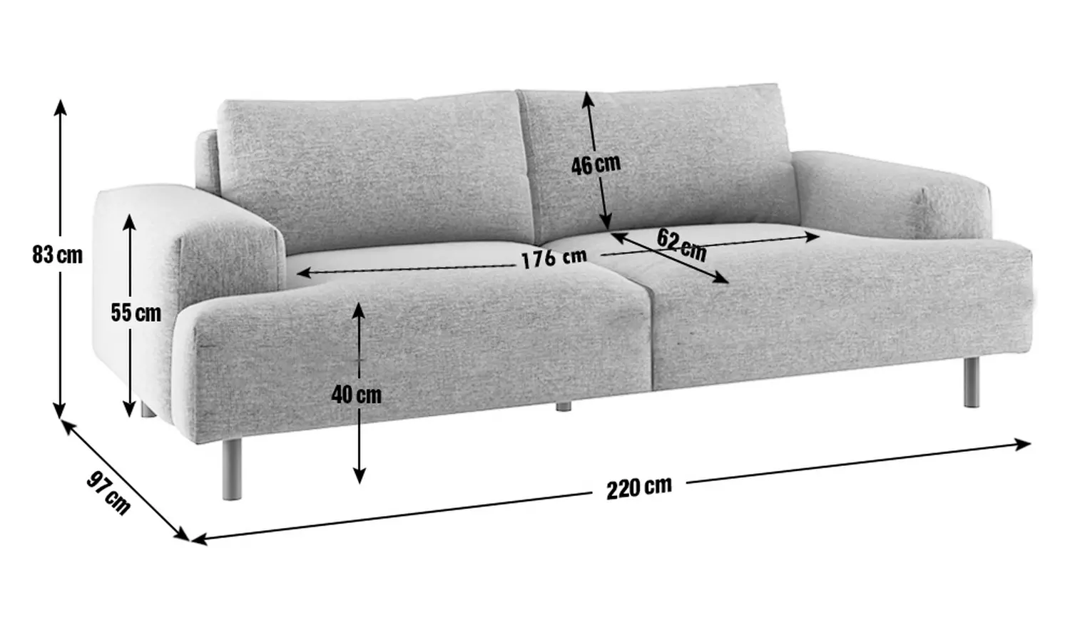Habitat Julien Velvet 3 Seater Sofa - Natural